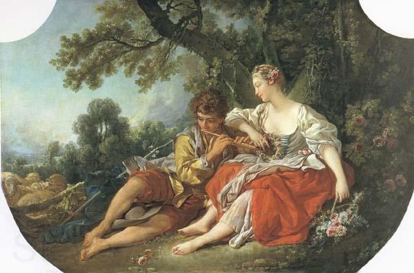 Francois Boucher Shepherd Piping to a Shepherdess Norge oil painting art